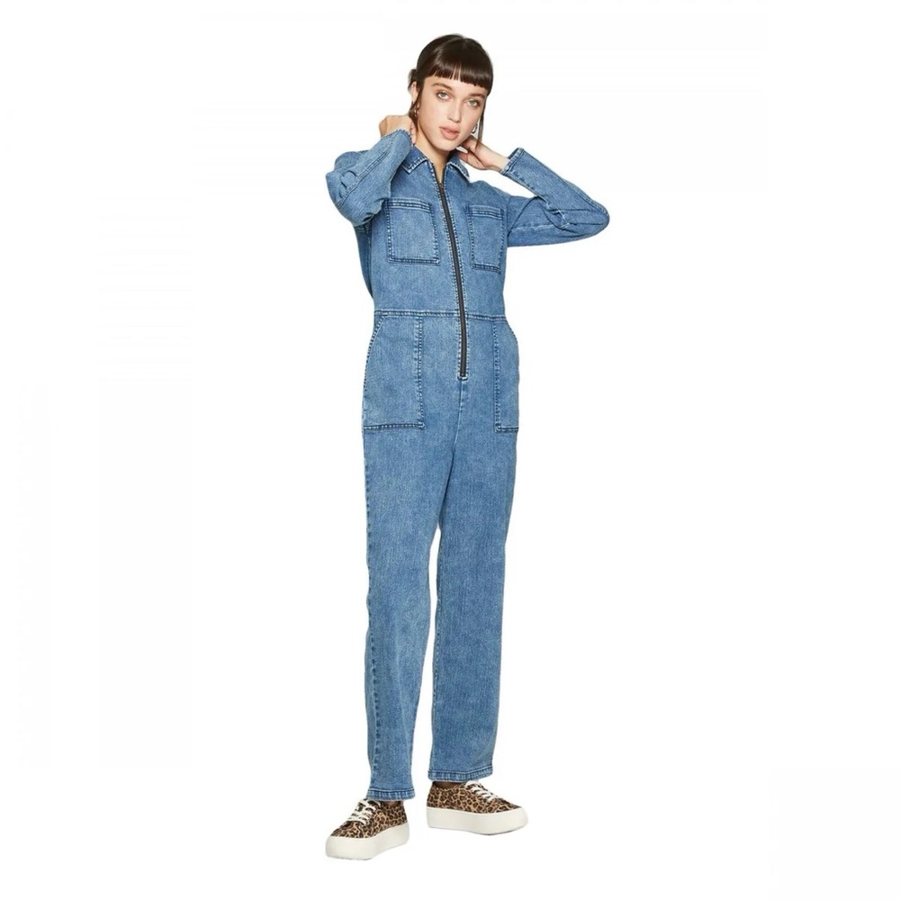 Wild Fable Long Sleeve Collared Zip Front Utility Jumpsuit - Size Small